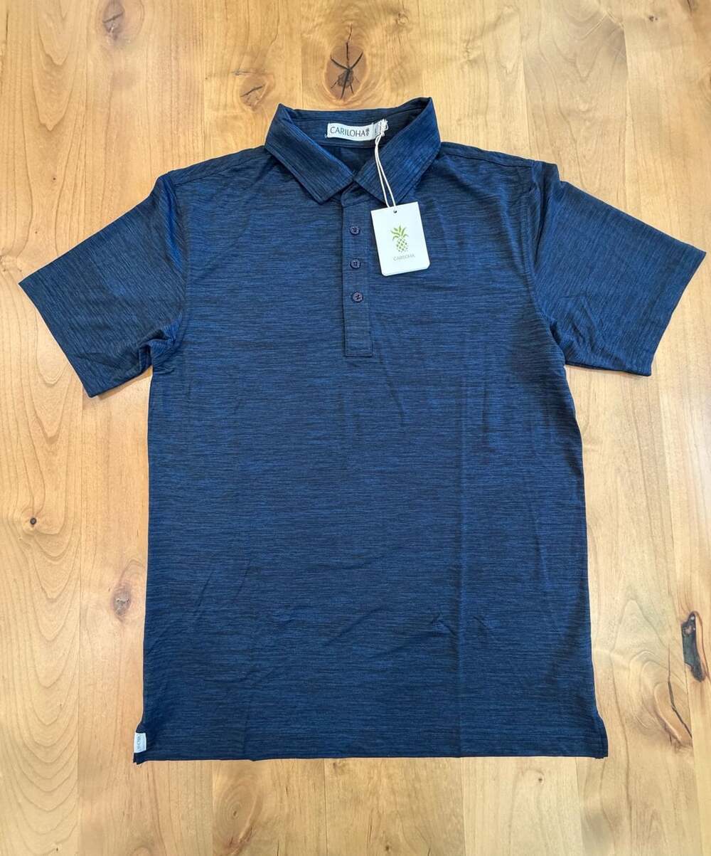 Cariloha Polo Shirt Size L Navy Blue Space Dye Golf Athletic